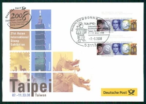 GERMAN POST EXHIBITION-COVER 2008 TAIWAN TAIPEI ARCHITECTURE DRAGON m3284 - Picture 1 of 2