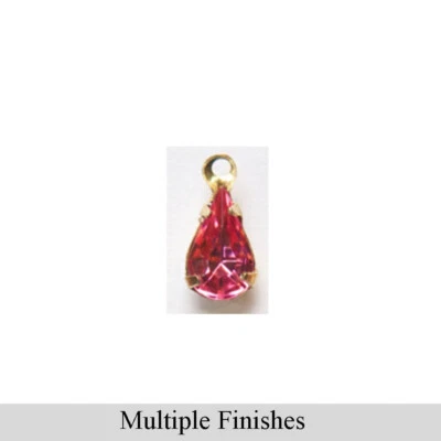 8x4mm Rose Faceted Glass Teardrop Stone in 1 Loop Setting — 第 1/4 张图片