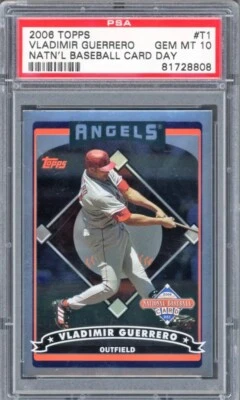 2006 Topps #T1 Vladimir Guerrero NATIONAL BASEBALL CARD DAY - HOF  PSA 10 POP 4 - Image 1 of 2