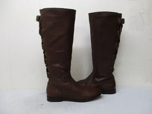 Cynthia Vincent Brown Leather Zip Knee High Boots Womens Size 6 - Picture 1 of 10