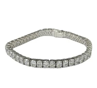 Brazalete de diamantes tenis brillantes ovalados de oro blanco de 18 quilates Foto 1 de 4