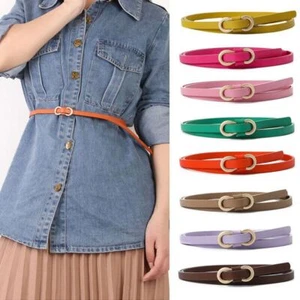 Color 8-Shaped Buckle Belts Leather Belt Trouser Dress Belts Thin Waist Strap - Picture 1 of 18