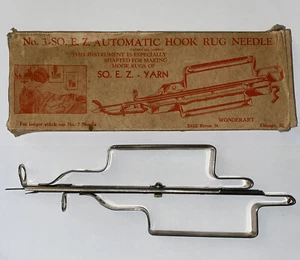 WonderArt No. 3 SO. E.Z. Yarn Automatic Hook Rug Needle with Box & Instructions - Picture 1 of 9