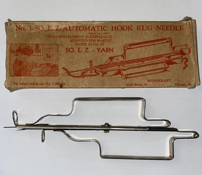 WonderArt No. 3 SO. E.Z. Yarn Automatic Hook Rug Needle with Box & Instructions - Image 1 of 4