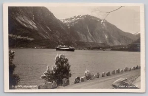 Primeras de 1900 RPPC Eidfjord Hardanger Noruega vapor fiordo de Eid, postal de Knudsen - Imagen 1 de 3