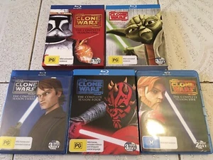 STAR WARS THE CLONE WARS BLU RAY COMPLETE COLLECTION SEASONS 1-5 AUS - Picture 1 of 2