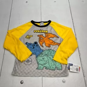Pokemon Yellow Fleece Graphic Print Long Sleeve Pajama Shirt Boys Size 8 NEW - Picture 1 of 9