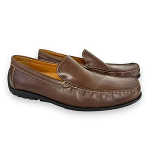 Ecco Classic Moc Driving Shoes Loafer Mens Sz 47 US 13 Brown Leather Slip On - Picture 1 of 12
