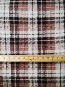 Fleece Printed Fabric Plaid (BEAGLE) - Black, White, Tan /58" Wide/ Sold by Yard - Picture 1 of 1
