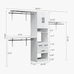 Wood Closet Systems for Walk in Closets with 3 Shelving Towers,Closet Organizer - Picture 1 of 6