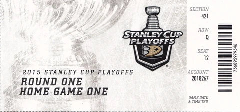 2015 ANAHEIM DUCKS VS WINNIPEG JETS PLAYOFFS GAME #1 TICKET STUB Cover