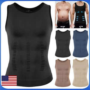 Men Body Slimming Tummy Vest Shaper Tank Underwear Shapewear  Waist Girdle Shirt - Picture 1 of 32