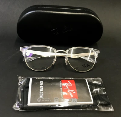 Ray-Ban Eyeglasses Frames RB6396 2936 Clear Silver Horn Rim Round 51-19-140 - Image 1 of 4