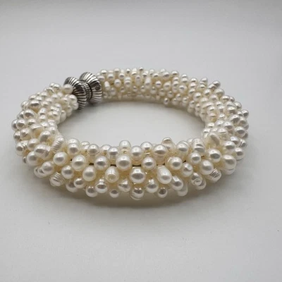 Магнитный браслет Mine Finds By Jay King DTR из чистого серебра с жемчугом S: 6,5 дюйма - Изображение 1 из 4