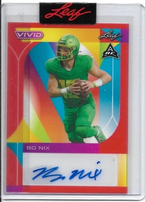 Autógrafo Leaf Vivid BO NIX 2023 1/1 prueba sellado de fábrica Oregon/Denver Broncos Foto 1 de 2