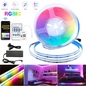 5m 10m WIFI COB RGB IC LED Strip Lights Color Changing Light Music Sync Alexa UK - Picture 1 of 18