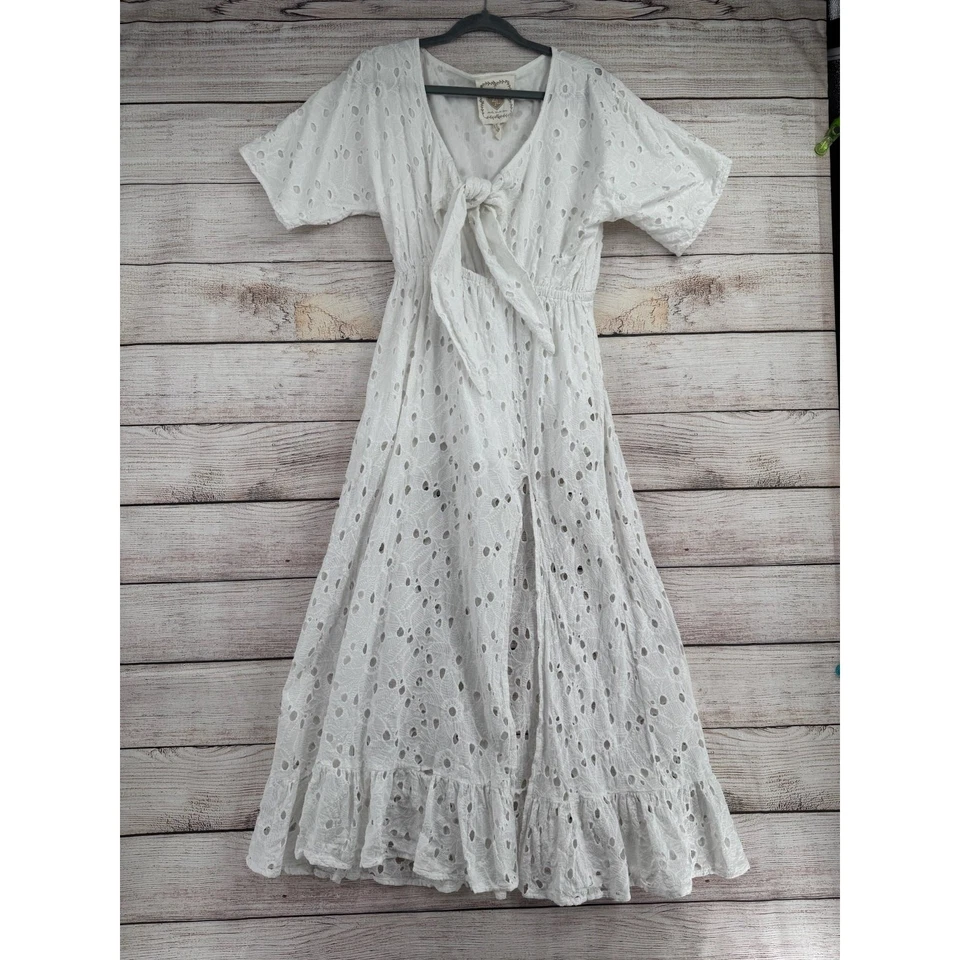 Maxi Vestido Boho ZJL Hecho Con Amor Para Mujer Grande Blanco Ojales Bordado EE. UU. Foto 1 de 4