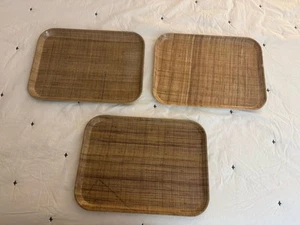 Vintage Cambro Camtray Gewebte Tabletts 3er Set Hellbraun Gewebt Mittagessen Servieren Melamin - Bild 1 von 14