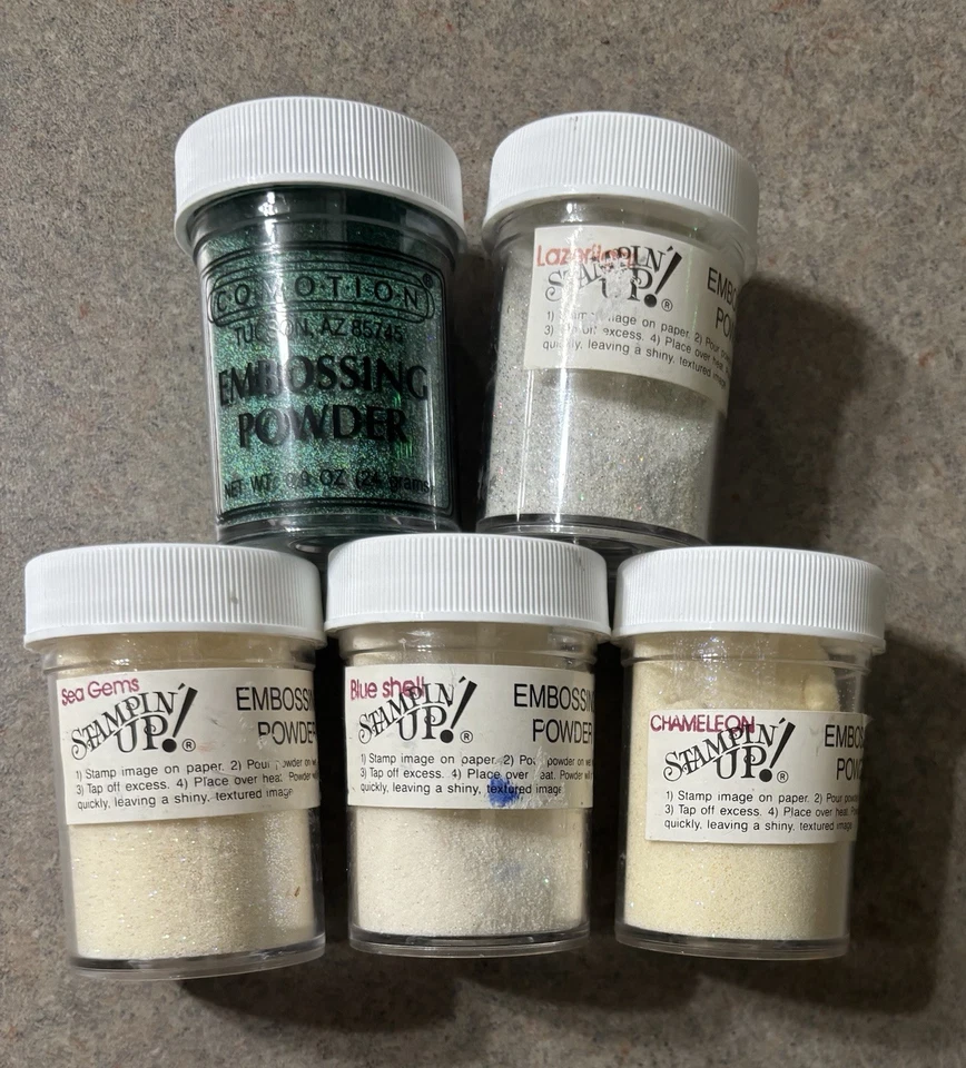 Stampin Up! Lote de 5 polvos en relieve blanco crema verde Verdigris y Comotion Foto 1 de 1