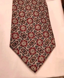 Burma Bibas Silk Mens Neck Tie Jacquard Medallion Woven Long 57 x3 7/8 - Picture 1 of 17