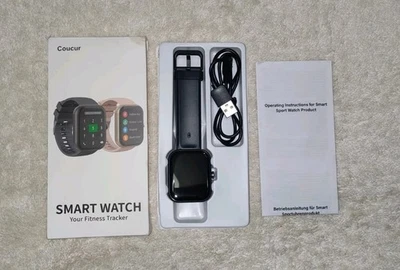 Coucur Black Smart Watch 1.96" Screen, Waterproof, For Apple/Android  - Image 1 of 4