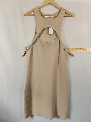 Mini Vestido Suéter Abercrombie Fitch Tejido Acanalado Sin Mangas Recorte en el Pecho Talla LT Foto 1 de 4