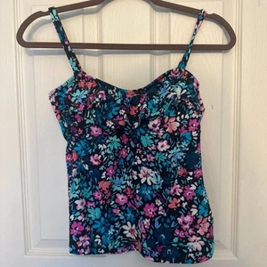 Island Escape Blumen Volant Tankini Schwimmen Top Größe 6 Neu mit Etikett - Bild 1 von 9
