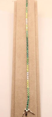 BRACCIALE TENNIS GREEN RAIN CELESTE ARGENTO UNISEX MM 2,5 CM 16 18 20 EXPLOIT - Immagine 1 di 4