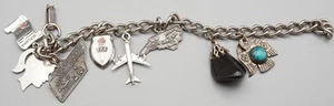Bracciale Vintage Oklahoma/Tennessee/North Carolina con 7 Charms Sterling - Foto 1 di 4