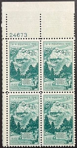 U.S. Scott #1011, P.B. of 4, 25th Anniv of Mt. Rushmore, South Dakota, VF, MNH - Picture 1 of 2