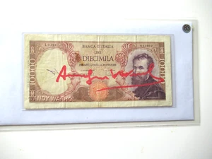 ANDY WARHOL: Echte 10.000 Lire Banknote ORIGINAL Hand-signiert, ZERTIFIKAT - Bild 1 von 5