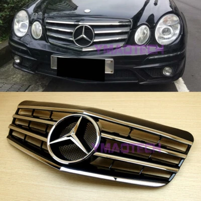 Parrilla delantera cromada Star Fit negra brillante Mercedes Benz W211 Clase E 2007~2009 Foto 1 de 4