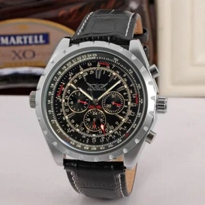 Men Automatic Watch Mechanical Calendar Dials Luxury Sport Classic Leather Watch - Picture 1 of 5