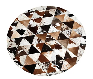 Cowhide Round Patchwork Carpet Handmade Cowhide Carpet Home Décor Cow Skin 11 - Picture 1 of 5