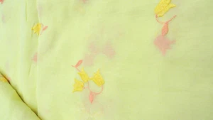 Specialty Embroidered Fabric 5 Yds Butter Yellow Sheer Cotton/ Blend Floral - Picture 1 of 4