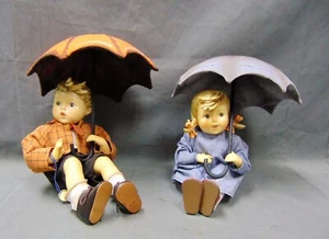 Hummel Goebel Porcelain Collectible #152A & B Umbrella Boy & Girl Set - Picture 1 of 12
