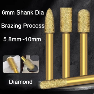 6mm Shank Brazing Diamond Grinding Head Bit for Marble Tile Metal Milling Cutter - Image 1 of 4