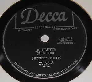 Decca 29326 Mitchell Torok Roulette / Havana Huddle 78 RPM E E Rare - Picture 1 of 2