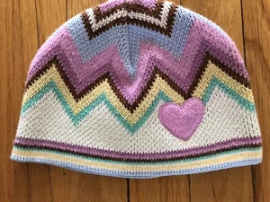 Gap Kids Girls Knit Hat Beanie S/M Heart Lavender Pink Small Medium Flaw - Picture 1 of 10