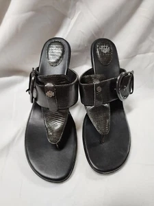 Harley Davidson Joanna Thong Sandals womens size 10 Black Reptile 4" heels - Picture 1 of 9