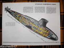 Authentic Soviet Russian Navy Military Propaganda Poster Nuclear Submarine 1988