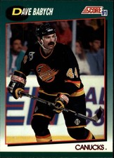 1991-92 Score Rookie Traded Canucks Hockey Card #34T Dave Babych