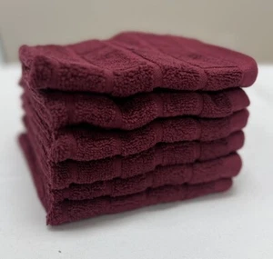 New 6 Piece Soft & Absorbent Washcloths- Burgundy - Picture 1 of 6