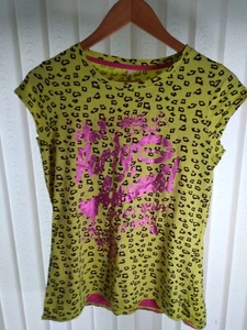 Leopard Print T Shirt Party Animal Ready To Rock, Clawed Back Womens Size 12 - Picture 1 of 2