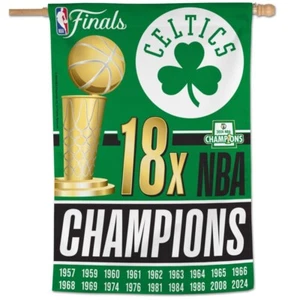 BOSTON CELTICS 2024 NBA CHAMPIONS 18X CHAMPIONS 28"X40" BANNER FLAG WINCRAFT 🍀 - Picture 1 of 1