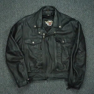 Harley Davidson Jacke Herren Extra Large Schwarz Leder Biker Motorrad Reißverschluss Vintage - Bild 1 von 11