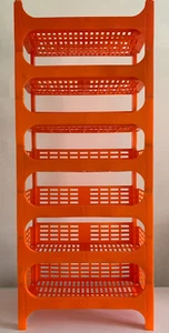 LOT OF 7 PLASTIC SHELF LOCKERS SOMM PARIS - SPACE AGE - VINTAGE ORANGE - Picture 1 of 4