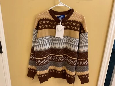 Elfric Eden vintage print brown sweater grandpa style Medium NWT - Image 1 of 4