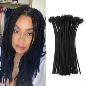 Dreadlock Extensions Human Hair 0.6 cm 10 Inch 30 Strands Natural Black #1B - Picture 1 of 9