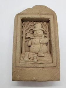 Vintage 1995 Carruth Cast Stone Snowman Indoor / Outdoor Plaque Winter Christmas - Picture 1 of 4